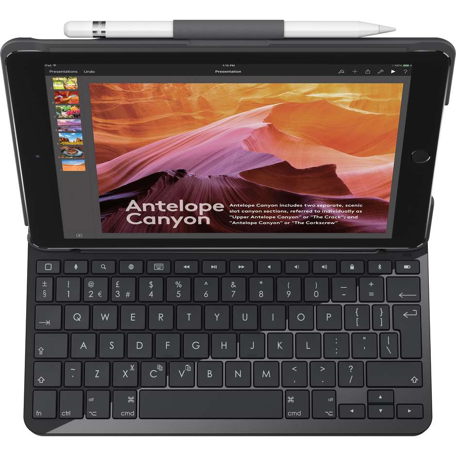 Logitech SLIM FOLIO Tastiera per iPad 5a e 6a Gen Bluetooth colore nero