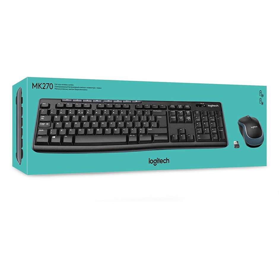 Logitech Wireless Combo MK270 Kit Tastiera e Mouse Senza Fili QWERTY Italiano Nero