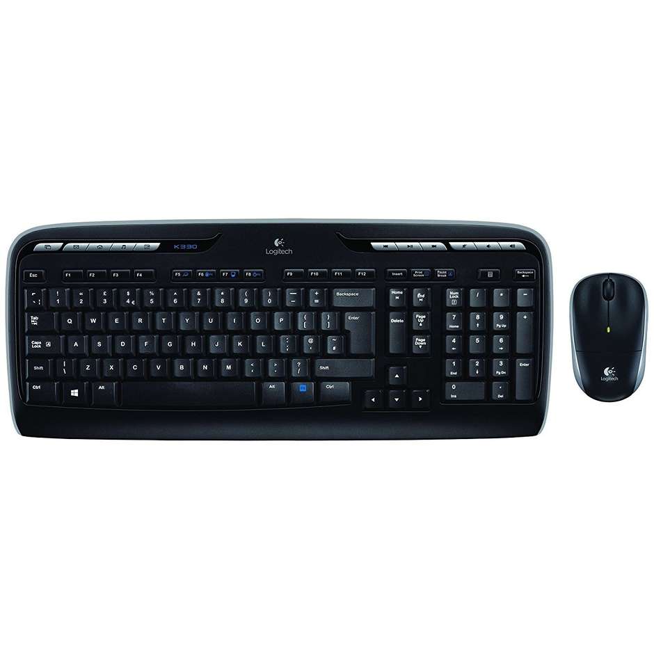 Logitech Wireless Combo MK330 Kit Tastiera e Mouse Senza Fili QWERTY Italiano Nero
