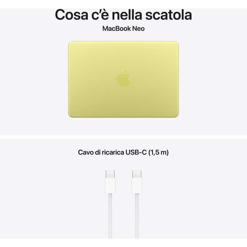 macbook 13 neo a18 pro 8gb/ 256gb ssd 6core cpu giallo