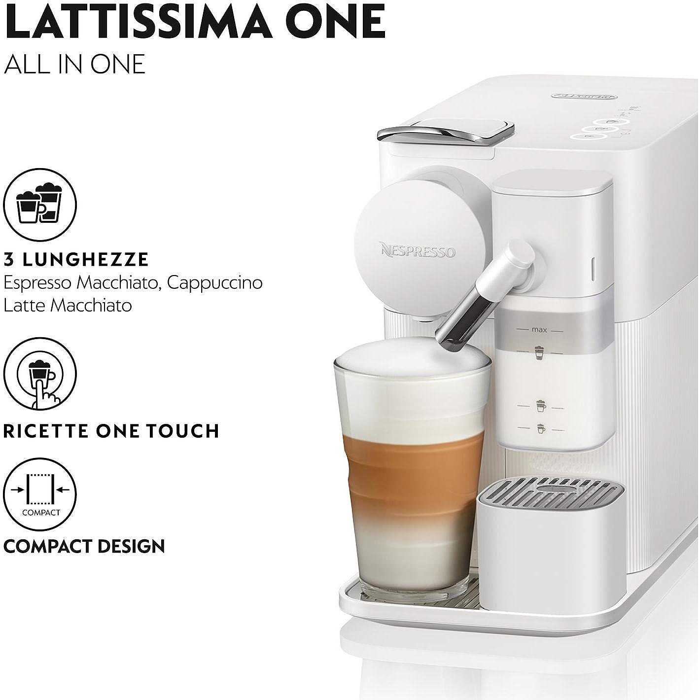 macch caffe nespresso lattissima one white aut. - Macchine Da