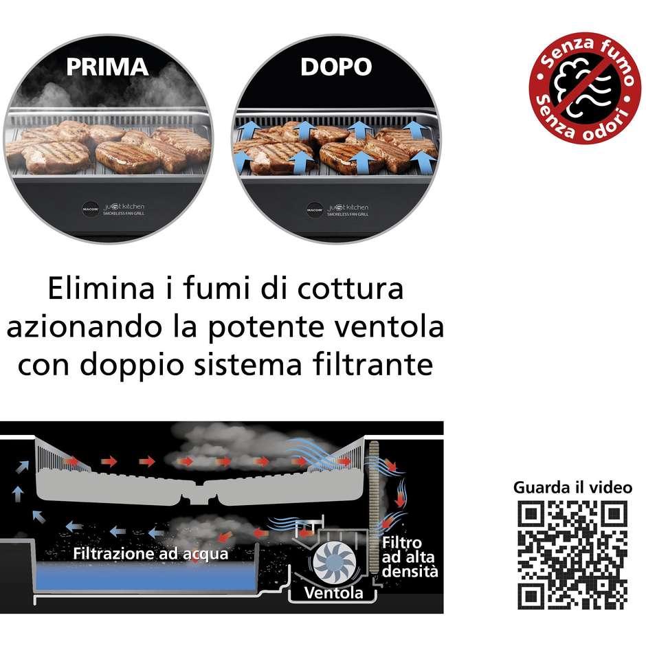 Macom 849 Griglia di contatto 1500W con display Antracite/Nero