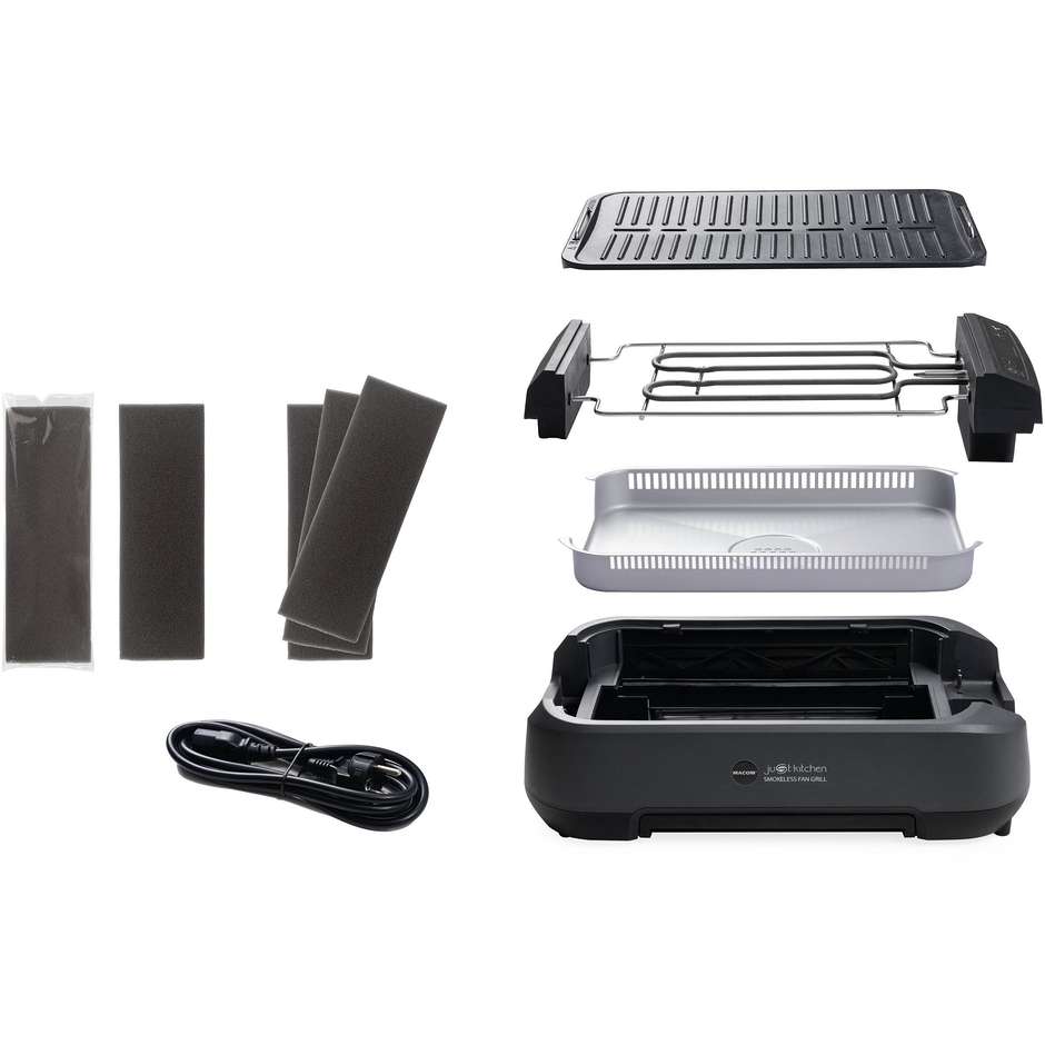 Macom 849 Smokeless BBQ Grill Ventola aspitazione integrata Potenza 1500 W Colore Nero