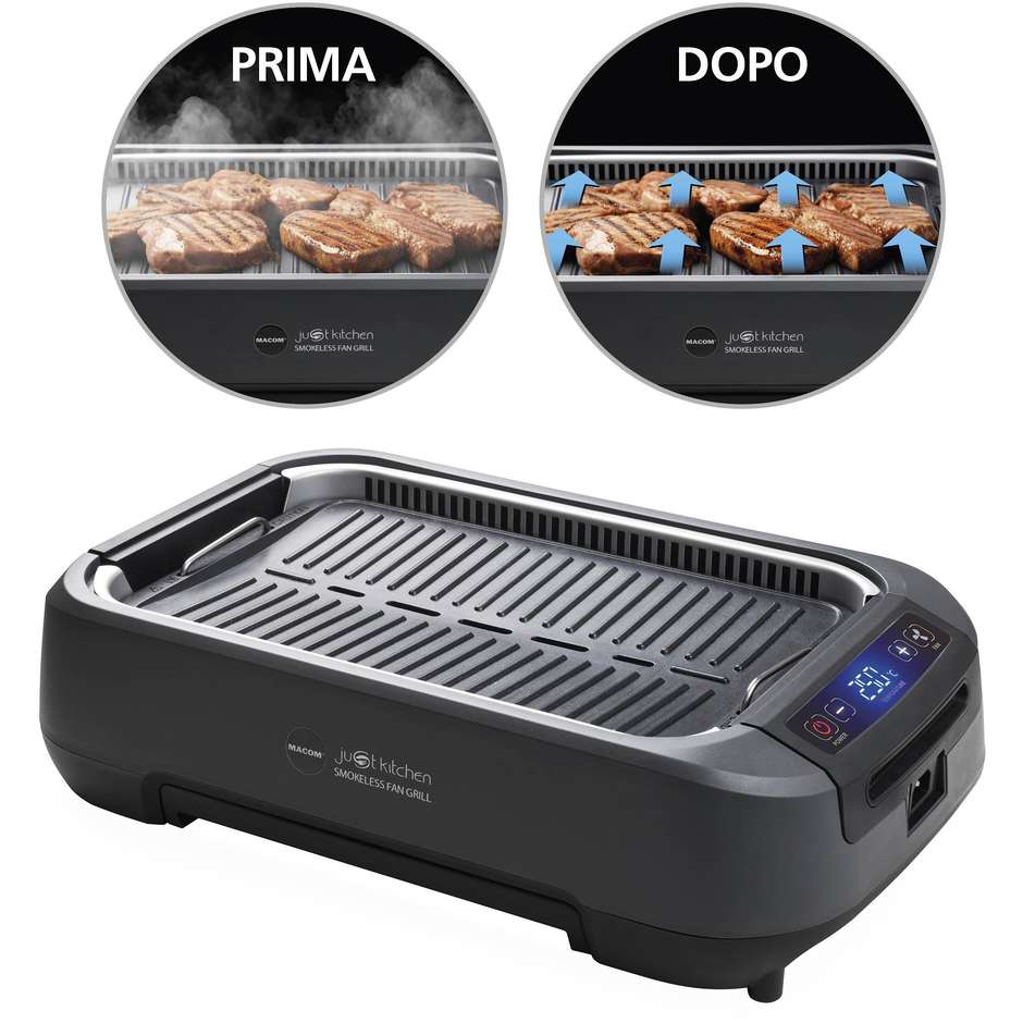 Macom 849 Smokeless BBQ Grill Ventola aspitazione integrata Potenza 1500 W Colore Nero