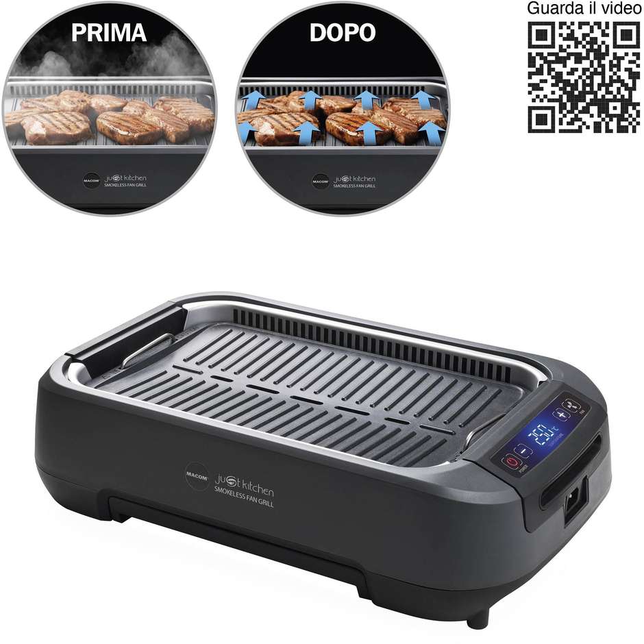 Macom 849 Smokeless BBQ Grill Ventola aspitazione integrata Potenza 1500 W Colore Nero