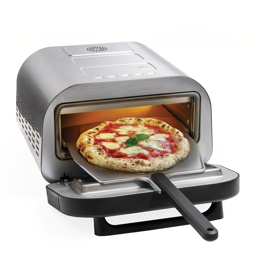 Macom 884 Pizza Maker Macchina e Forno per Pizza 1700 W Piastre Antiaderenti 30 cm Nero/Acciaio