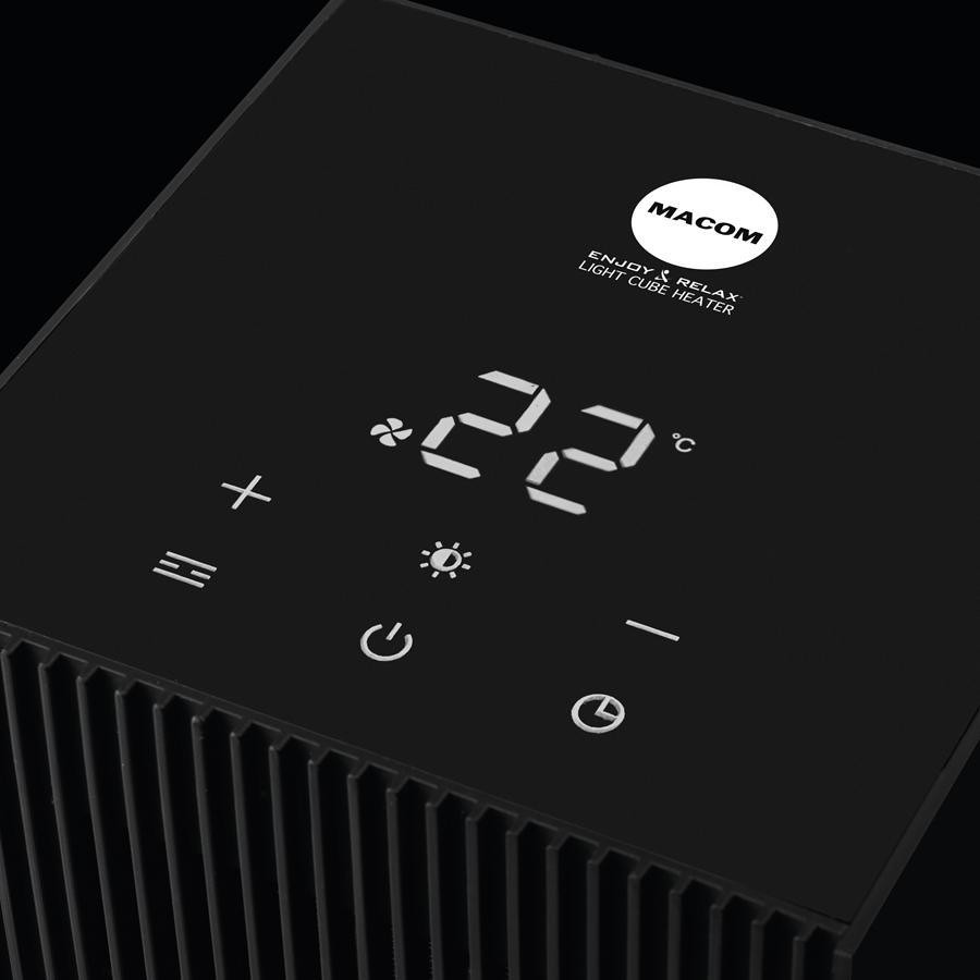 Macom 931 Termoventilatore Ceramico da Tavolo 2000 W con Comandi Touch, Timer 24h e Display LED - Nero