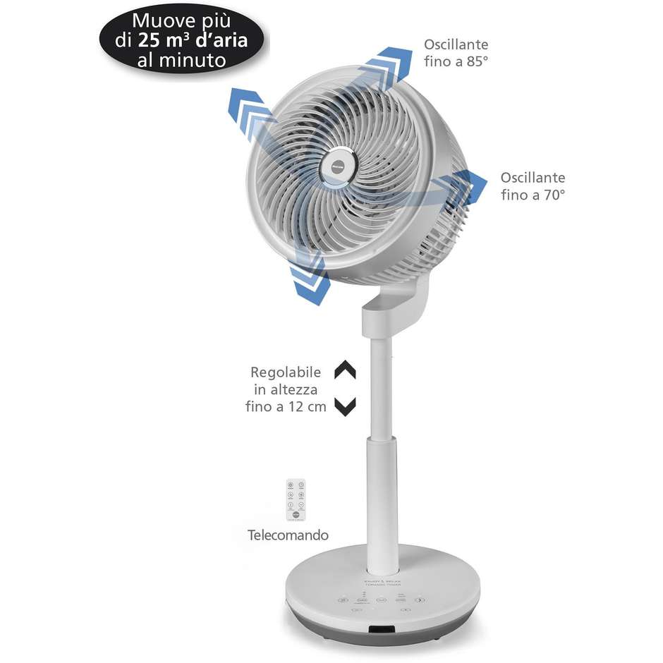 Macom Ventilatore Tornado Tower Ventilatore Telecomando incluso Colore Bianco