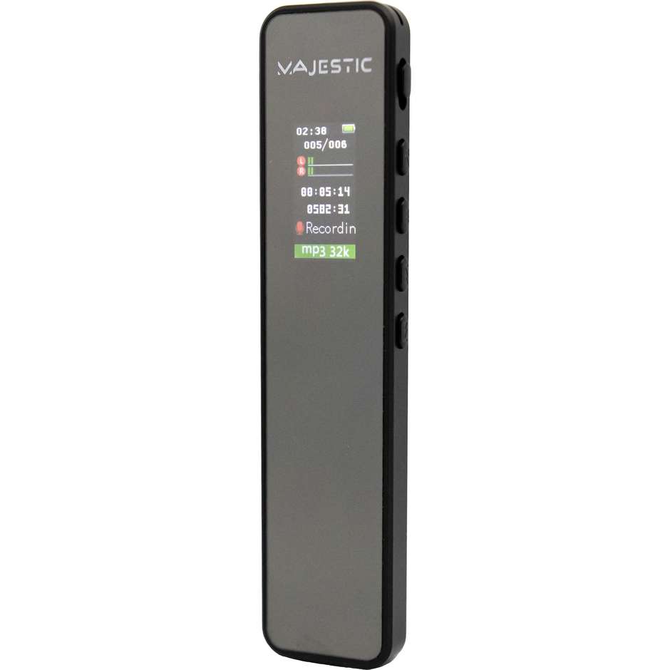 Majestic VR 38 BK registratore vocale digitale nero 16 GB con USB-C