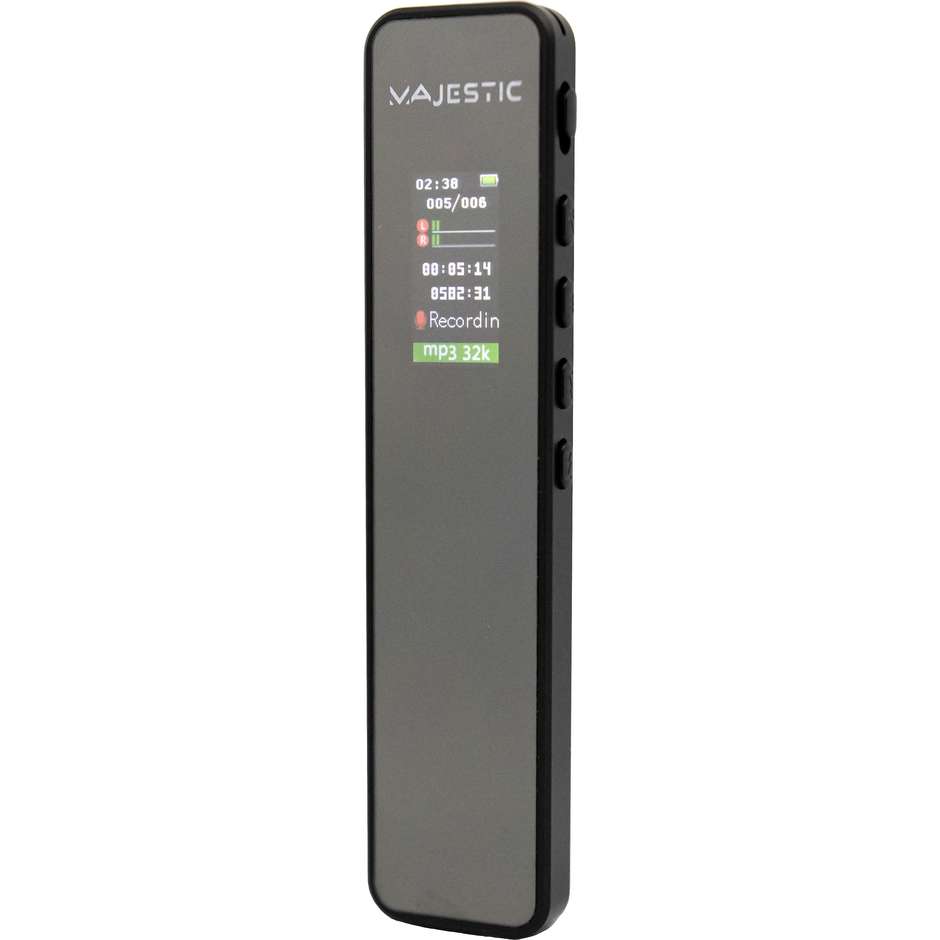 Majestic VR-38N Registratore Digitale Vocale Display TFT Memoria 16 Gb MP3 colore nero