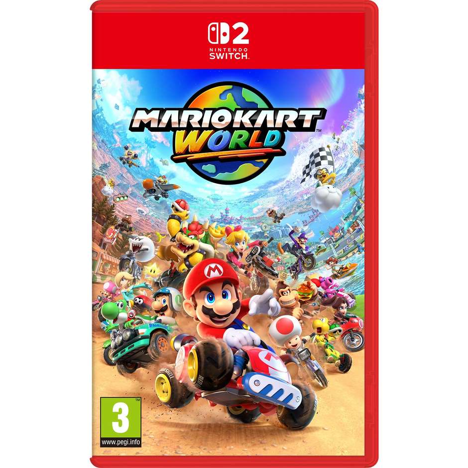 Mario Kart World per Nintendo Switch 2 (10016221) Videogioco di Corse Frenetiche Nuovi Tracciati e Piloti Multigiocatore Italiano Scheda di Gioco