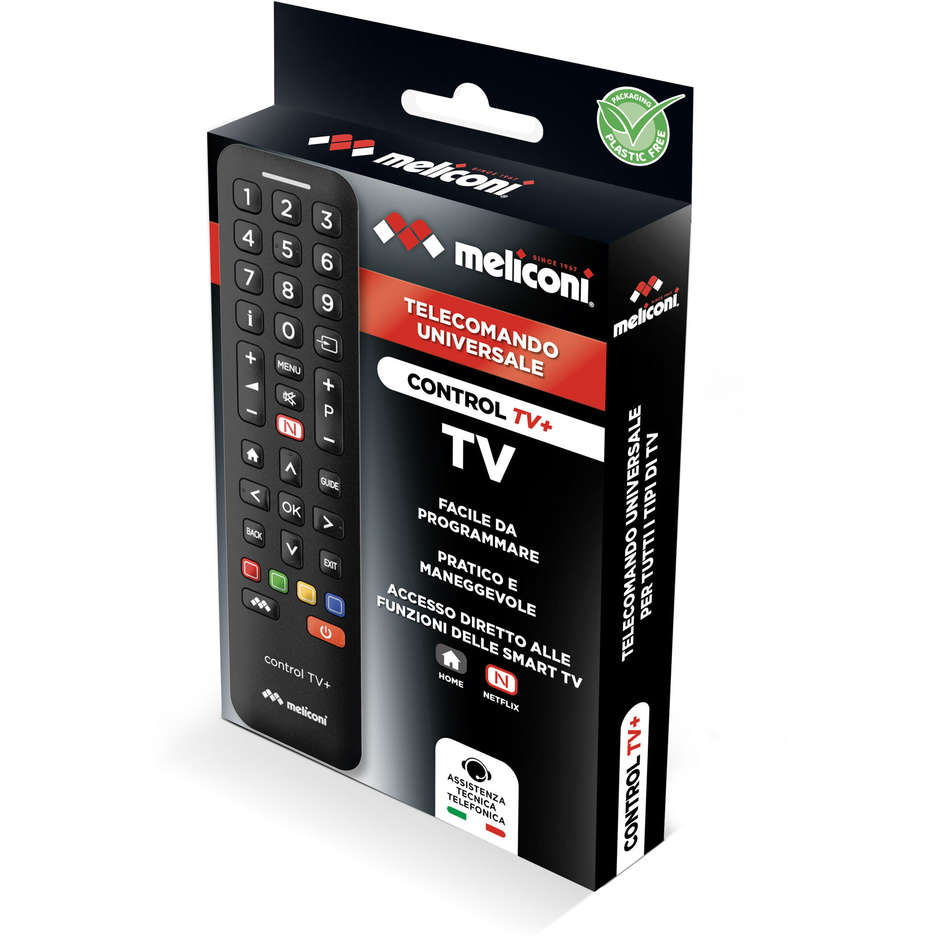 Meliconi Control TV+ Telecomando Universale per TV a Infrarossi Nero