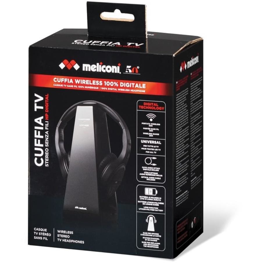 Meliconi HP Digital Pro Cuffie Wireless a Padiglione con base di ricarica colore nero