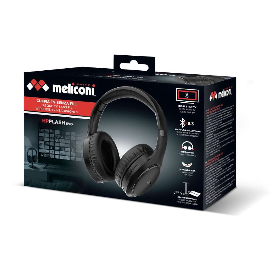 Meliconi HP FLASH E Cuffie Wireless Bluetooth ad Alta Risoluzione Nero