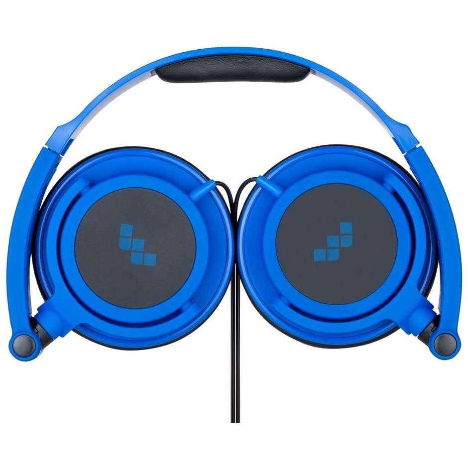 Meliconi MySound Speak SMART FLUO Cuffie On-Ear Pieghevoli con Microfono su Cavo Jack 3.5mm Blu e Nero (8006023245130)