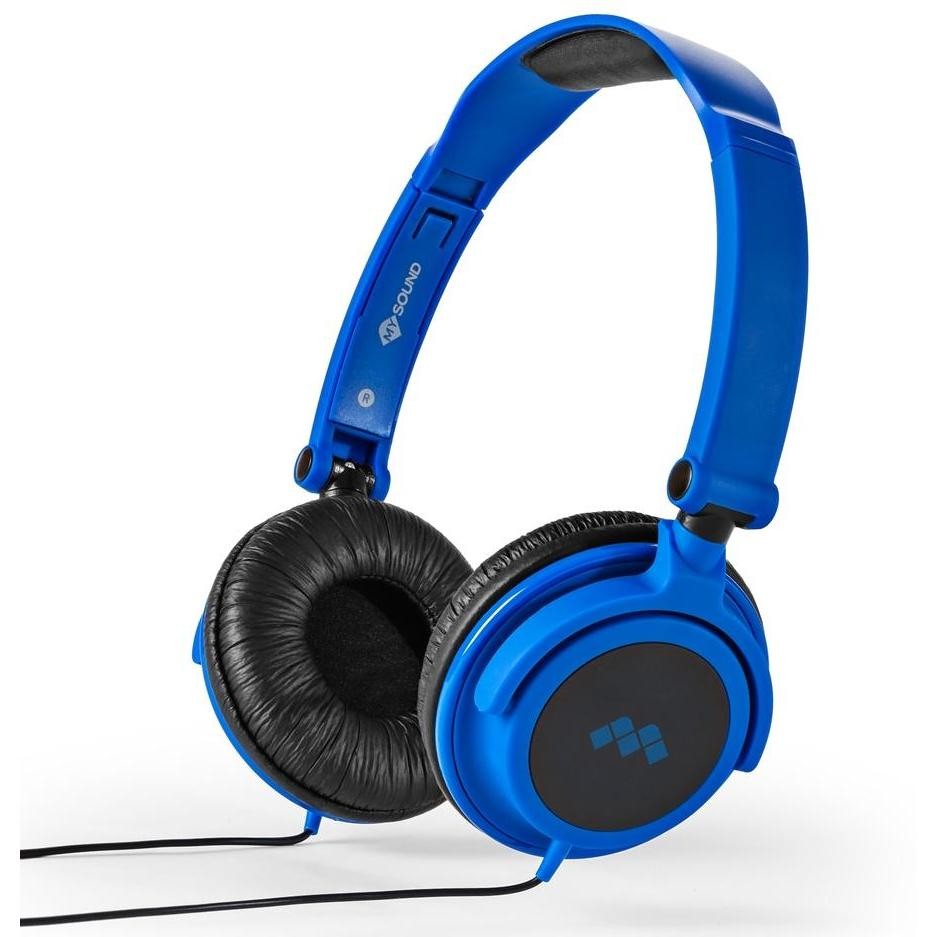 Meliconi MySound Speak SMART FLUO Cuffie On-Ear Pieghevoli con Microfono su Cavo Jack 3.5mm Blu e Nero (8006023245130)