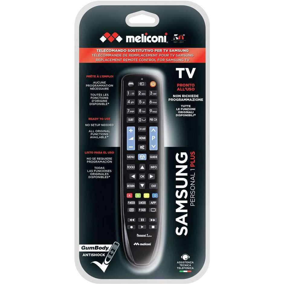 Meliconi PERSONAL1+ Telecomando Universale per TV Samsung colore nero