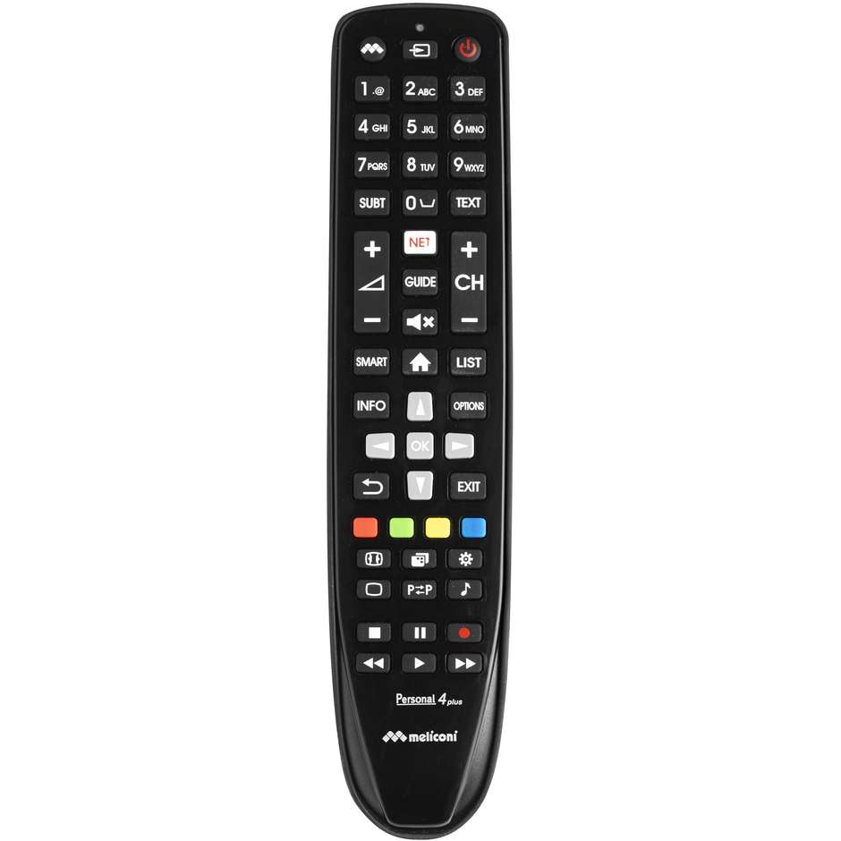 MELICONI PERSONAL4+ Telecomando Universale Preprogrammato per TV e Dispositivi Multimediali Colore Black