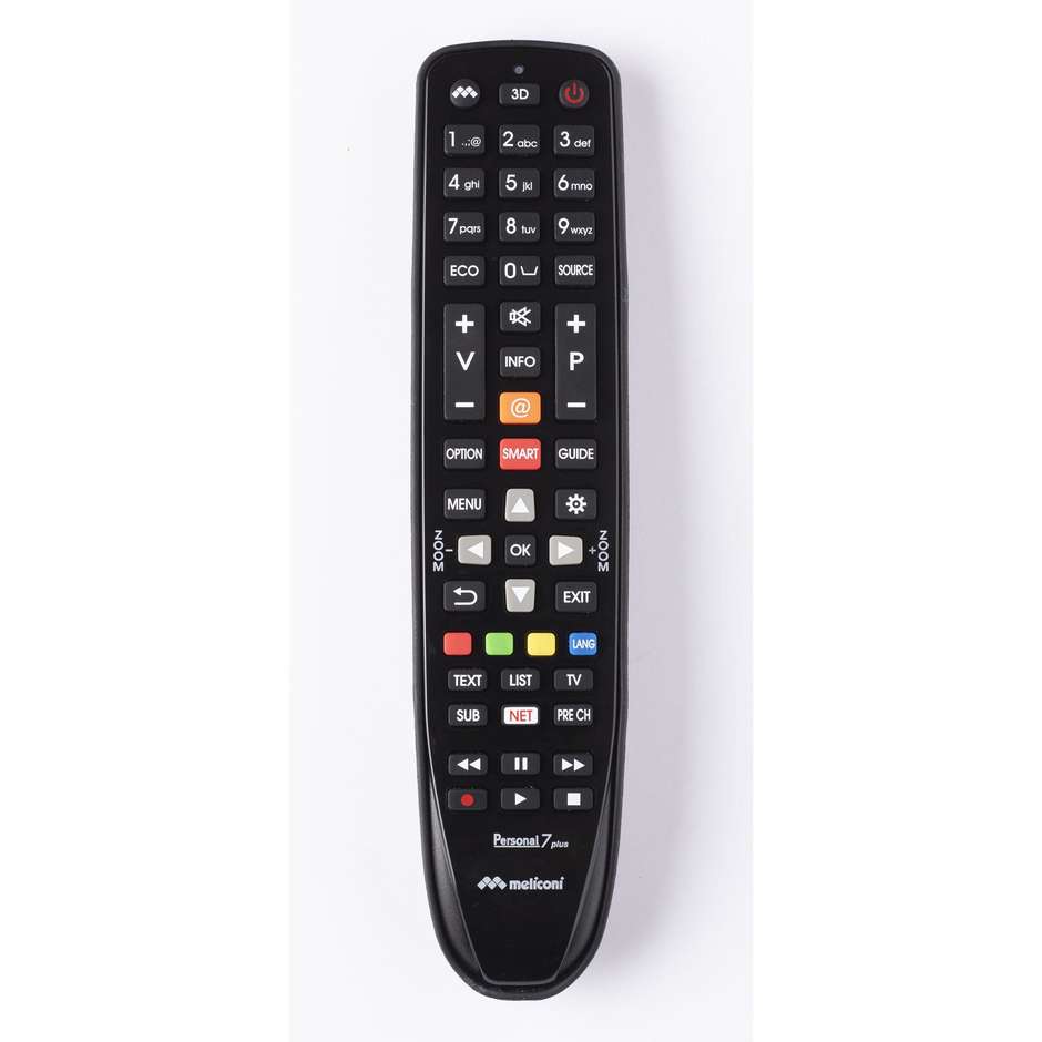 MELICONI PERSONAL7+ Telecomando Universale Preprogrammato per TV e Dispositivi Multimediali Colore Black