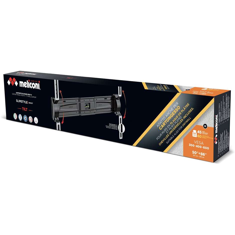 Meliconi PLUS 600ST CG 480996 Supporto a Parete per TV VESA Nero