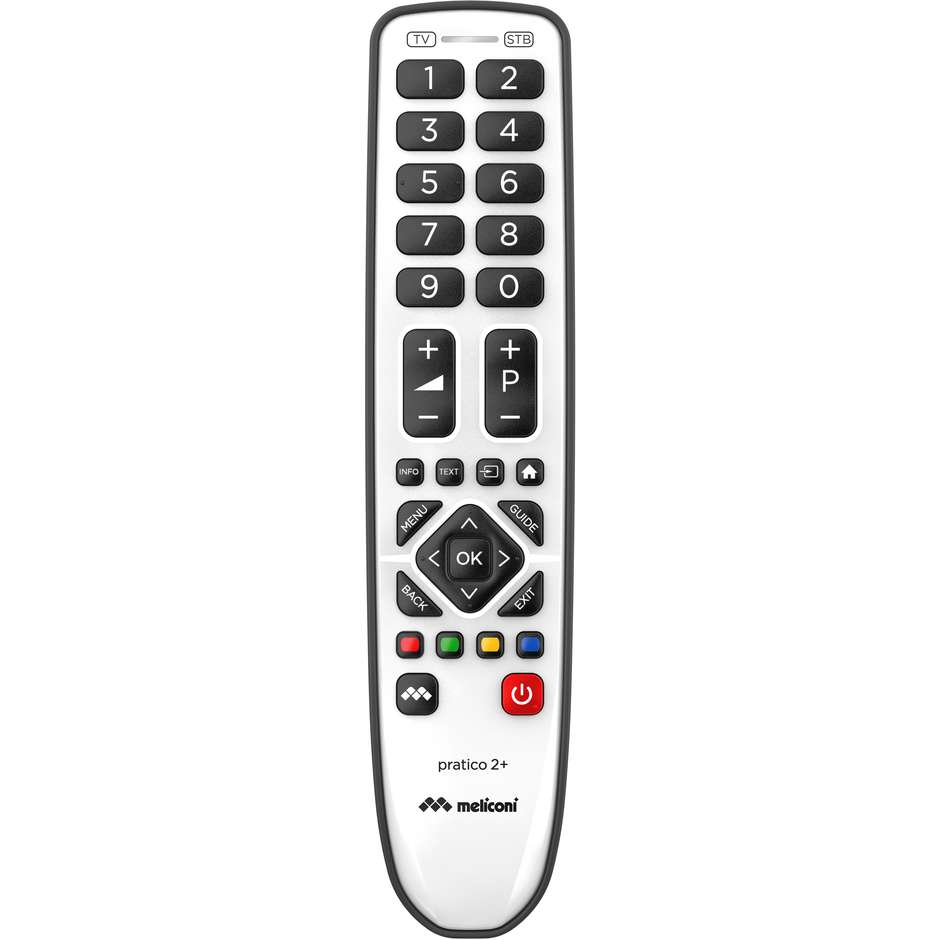 MELICONI PRATICO 2+ Telecomando Universale Preprogrammato per TV e Dispositivi Multimediali Colore Black,White
