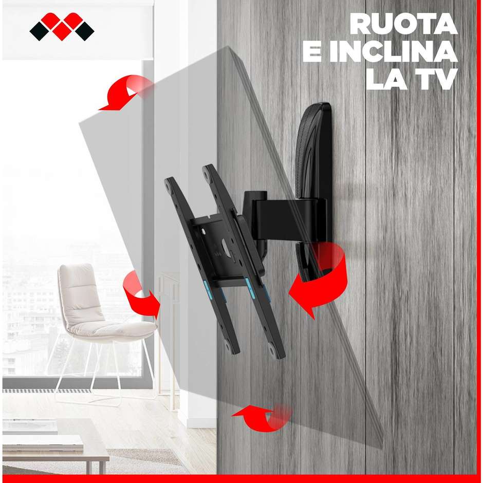 Meliconi Slimstyle Plus 200ST – Staffa TV inclinabile e girevole 26"–45"