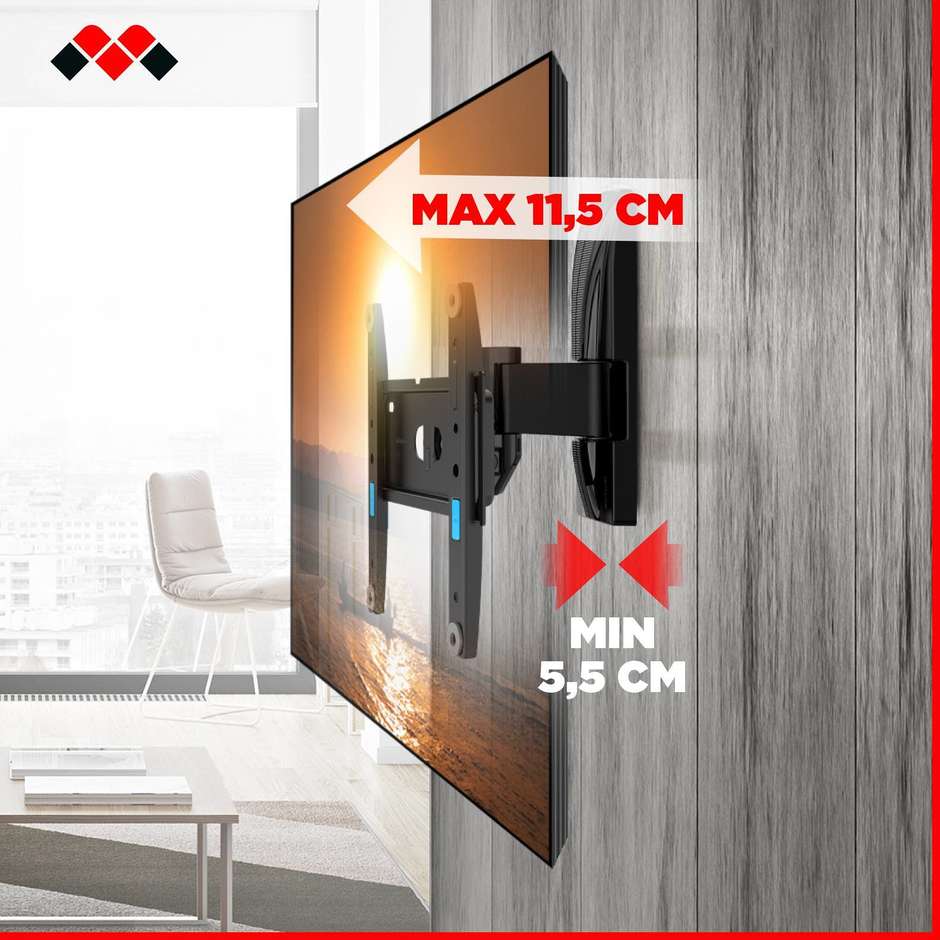 Meliconi Slimstyle Plus 200ST – Staffa TV inclinabile e girevole 26"–45"