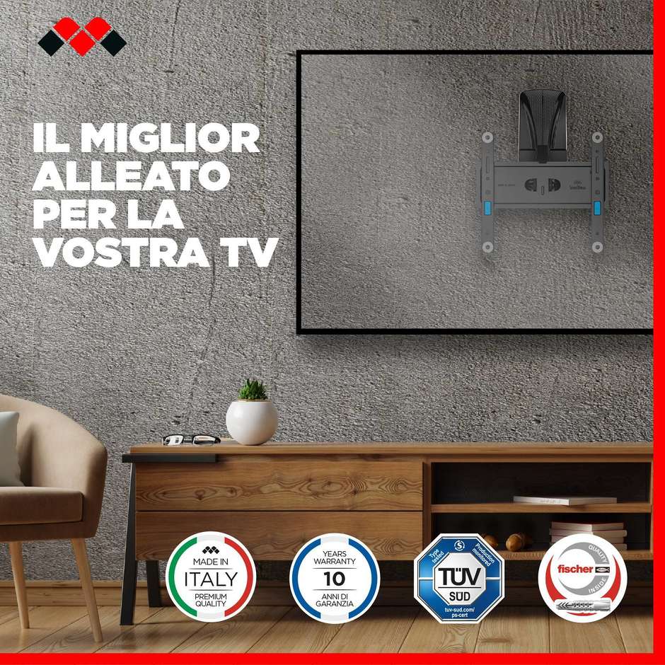 Meliconi Slimstyle Plus 200ST – Staffa TV inclinabile e girevole 26"–45"