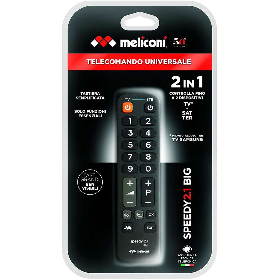 Meliconi SPEEDY 2.1 Big Telecomando Universale per TV e Decoder colore nero