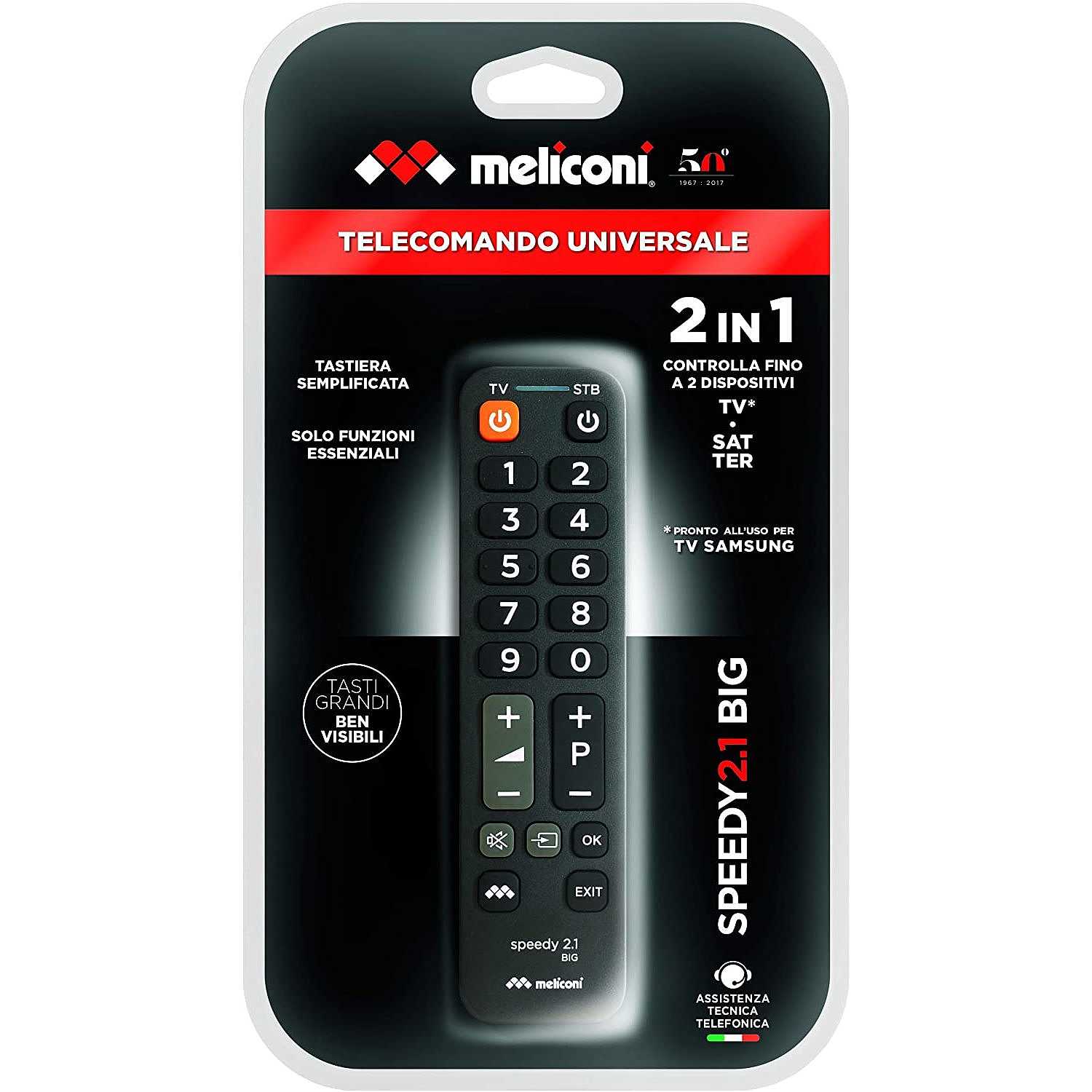 Meliconi SPEEDY 2.1 Big Telecomando Universale per TV e Decoder colore nero  - Accessori TV accessori - ClickForShop