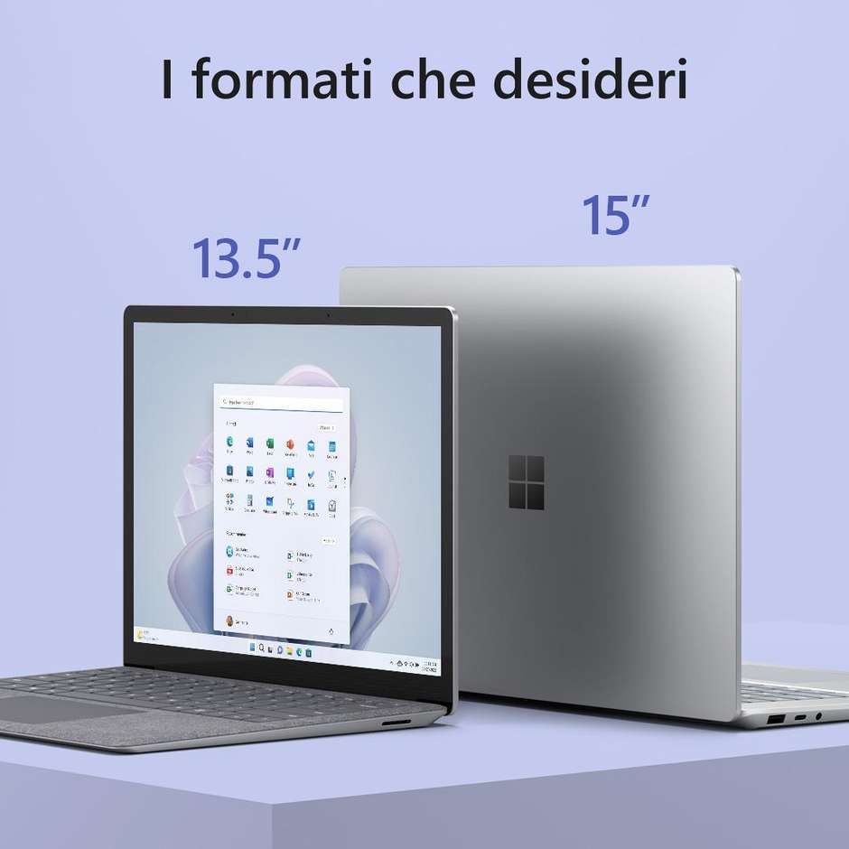 Microsoft Surface Laptop 5 Notebook 13,5" Full HD Intel Core i5-12 Ram 8 SSD 256 Windows 11 Home colore platino