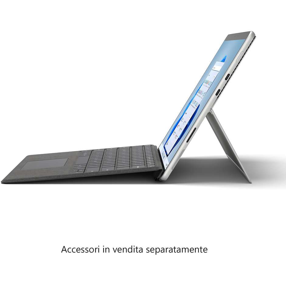 Microsoft Surface Pro 8 Notebook 13" HD Intel Core i5-1135G7 Ram 8 Gb SSD 128 Gb Windows 11 Home Colore Platino