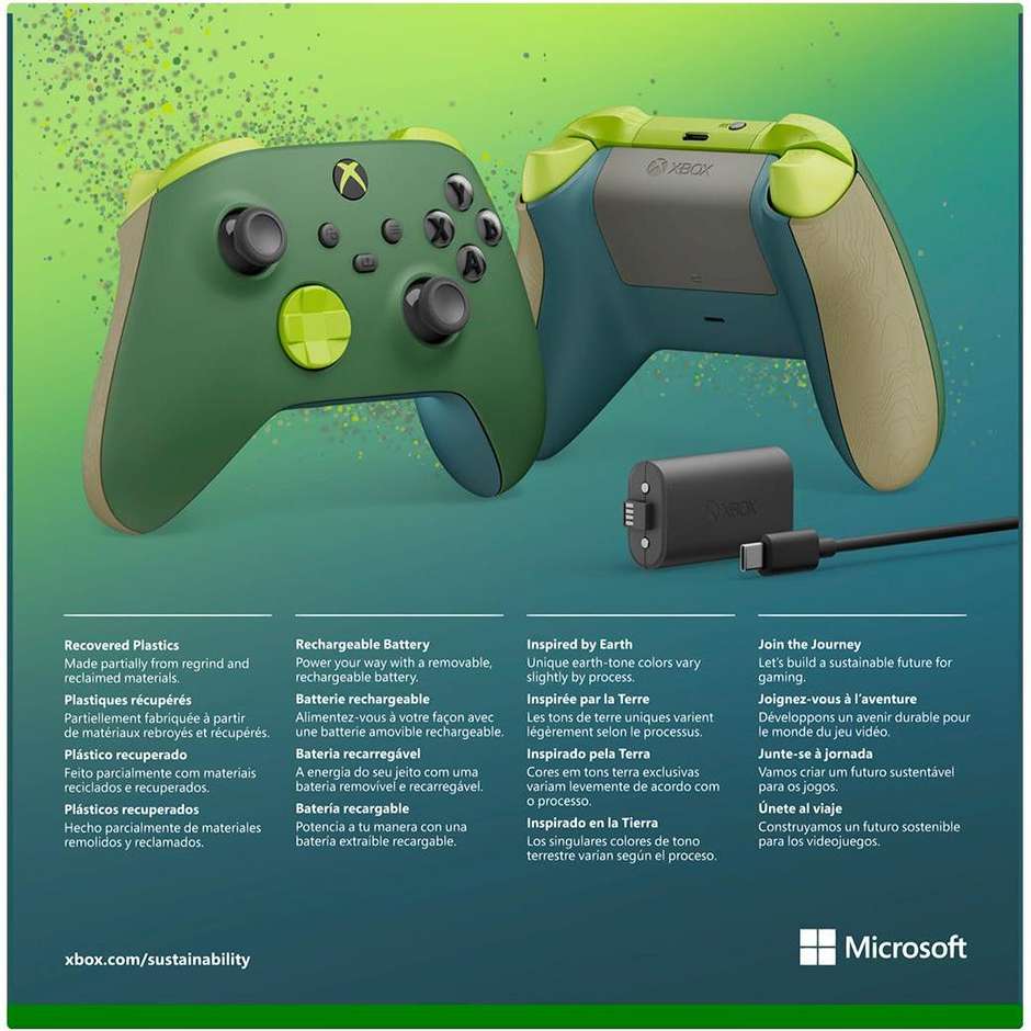 MICROSOFT Xbox Controller Wireless per Xbox Series X/S Xbox One e PC Bluetooth Electric Volt Verde