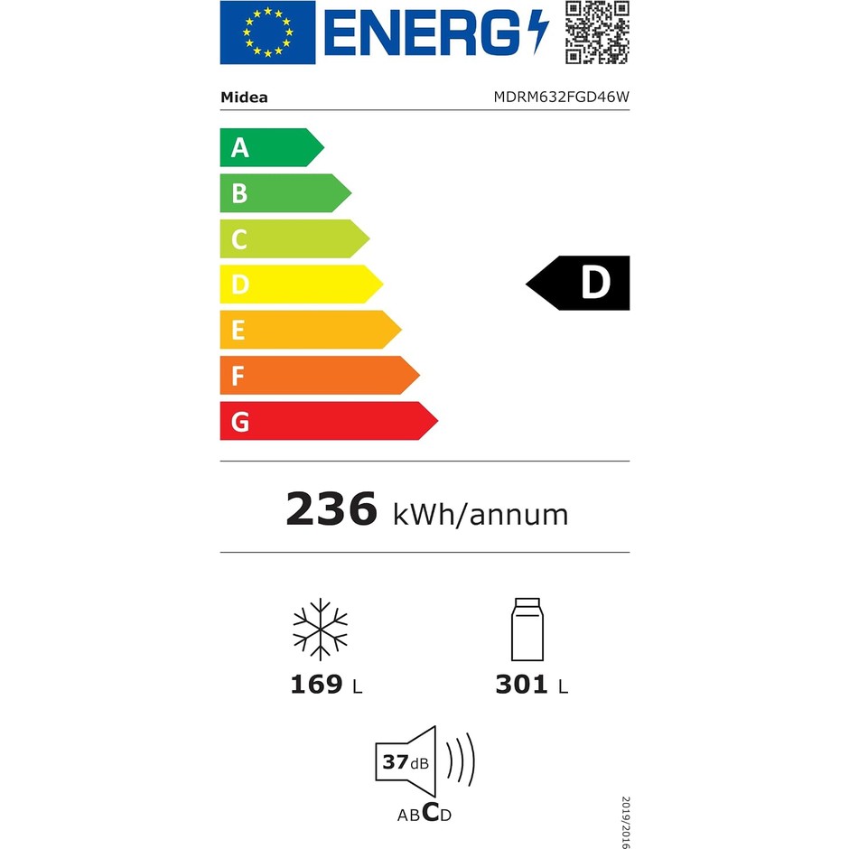 Midea MDRM632FGD46W frigorifero quattro porte 470 l Total No Frost, classe D