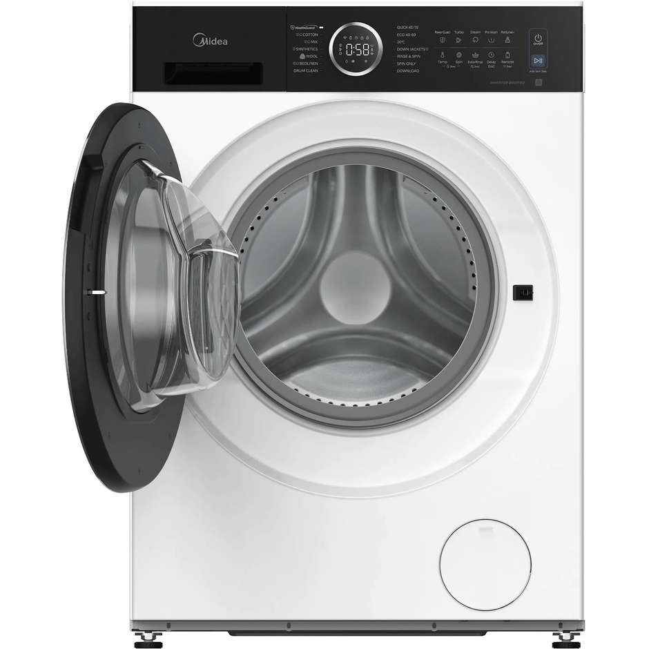 Midea MF205W80BA30/W-IT Lavatrice a Carica Frontale 8kg 1400 giri A-30% Bianca