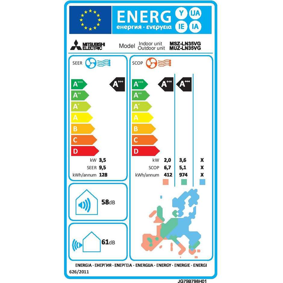 Mitsubishi Electric MSZ-LN35VGB + MUZ-LN35VG Kit climatizzatore 3,5 kW Onyx Black