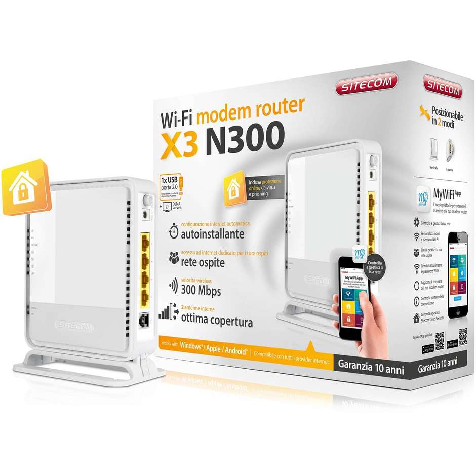 modem router n300 wifi x3 usb+cloud security