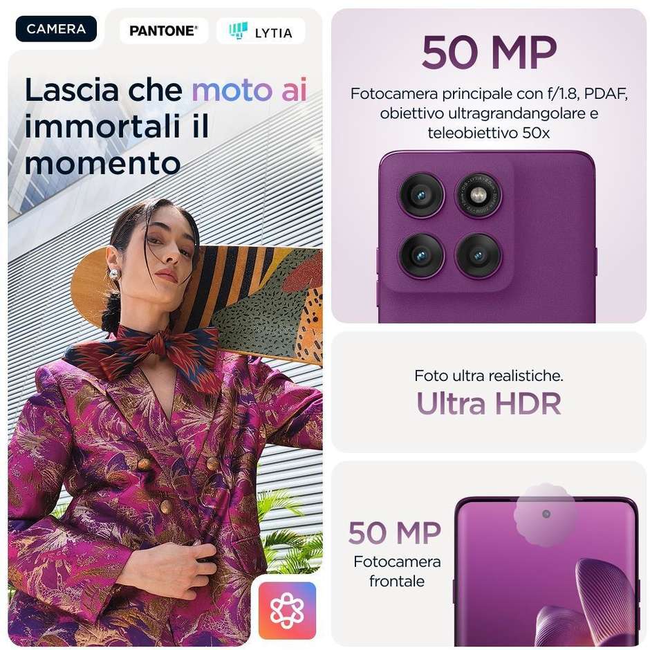 Motorola edge 60 pro Smartphone 5G 6.67" Ram 12 GB Memoria 512 GB Android 15 Colore Viola