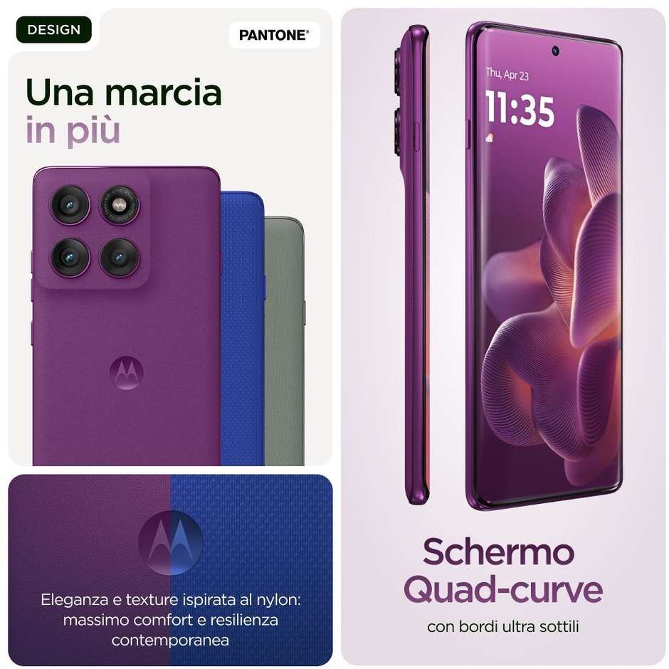 Motorola edge 60 pro Smartphone 5G 6.67" Ram 12 GB Memoria 512 GB Android 15 Colore Viola