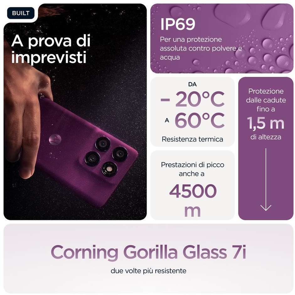 Motorola edge 60 pro Smartphone 5G 6.67" Ram 12 GB Memoria 512 GB Android 15 Colore Viola