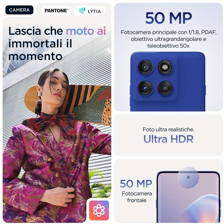 Motorola Edge 60 pro Smartphone 5G con Moto AI 6.67" Ram 12 GB Memoria 512 GB Colore Blu