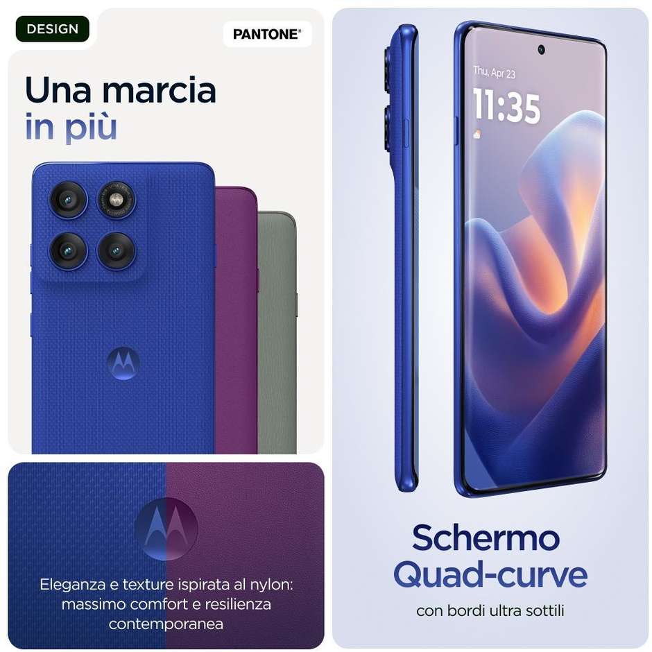 Motorola Edge 60 pro Smartphone 5G con Moto AI 6.67" Ram 12 GB Memoria 512 GB Colore Blu