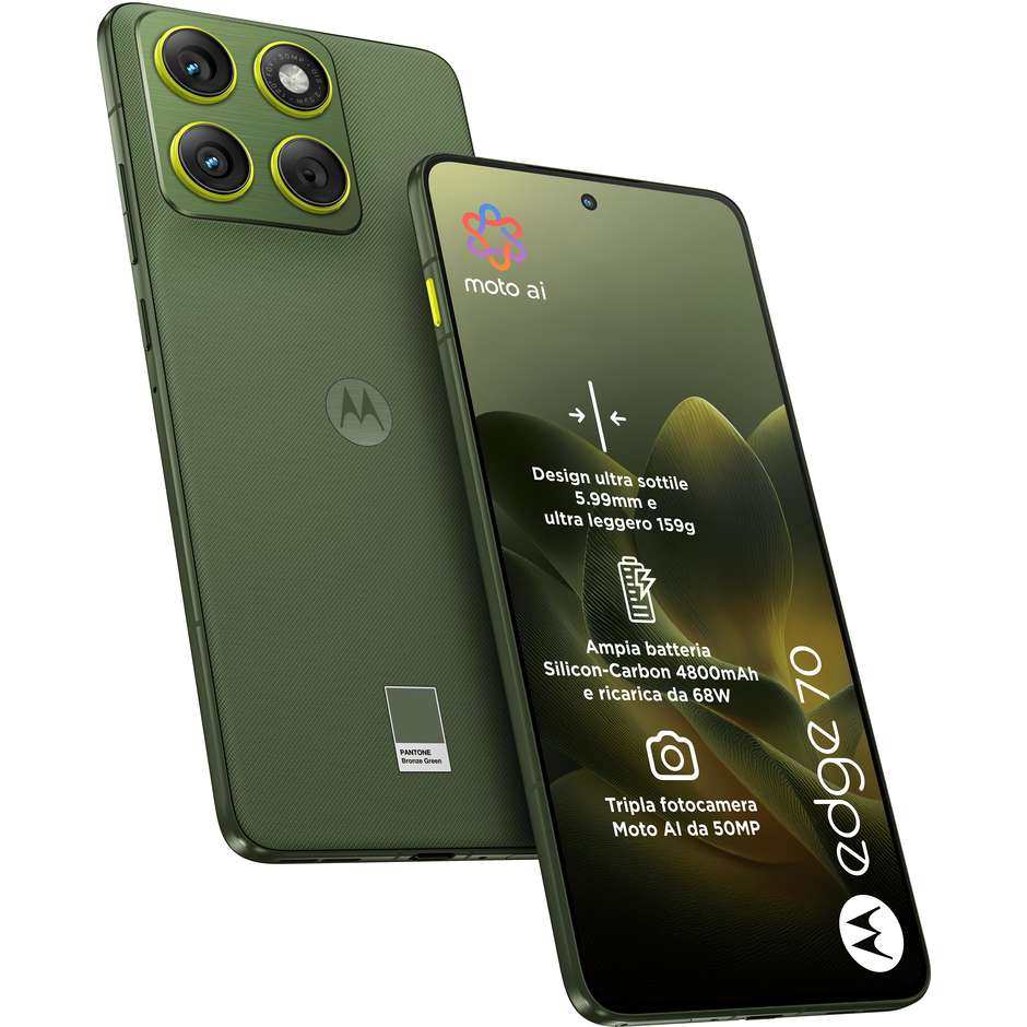 Motorola edge 70 5G 8 GB/256 GB PANTONE Bronze Green, AMOLED da 6,7 pollici