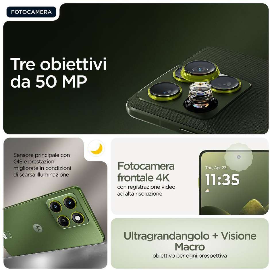 Motorola edge 70 5G 8 GB/256 GB PANTONE Bronze Green, AMOLED da 6,7 pollici