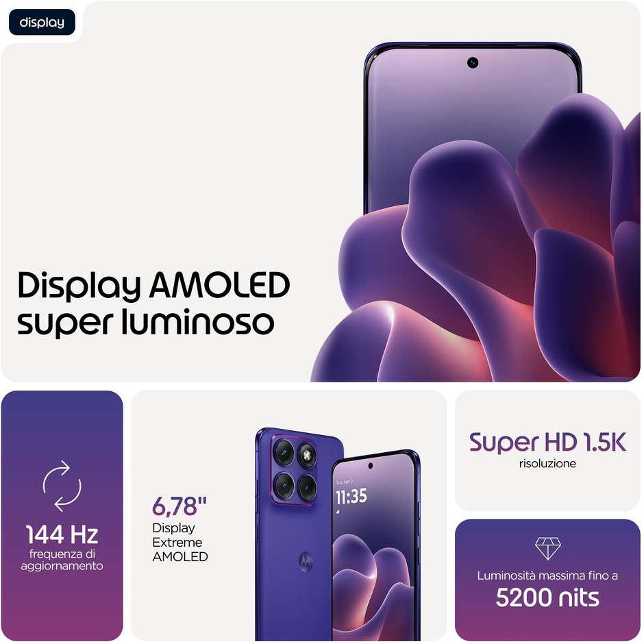 Motorola edge 70 fusion 5G 8 GB/256 GB PANTONE Orient Blue, AMOLED da 6,78 pollici