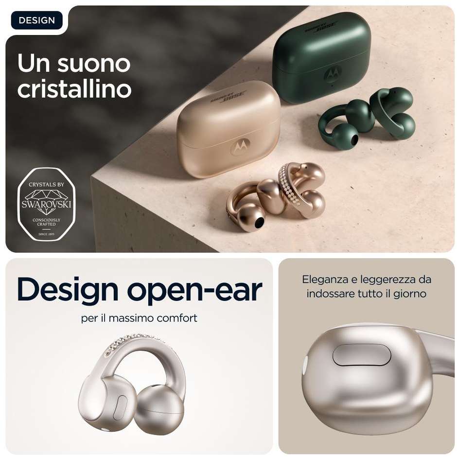Motorola Moto Buds+ Auricolari True Wireless Sound by Bose con Doppio Driver Dinamico e ANC Beige (Beach Sand)