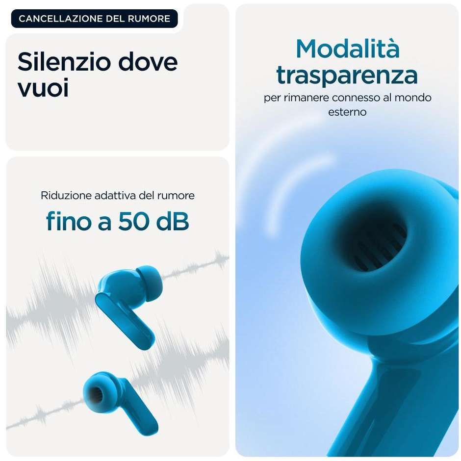 Motorola Moto Buds Bass Auricolari TWS ANC 43 Ore PANTONE Blue Jewel