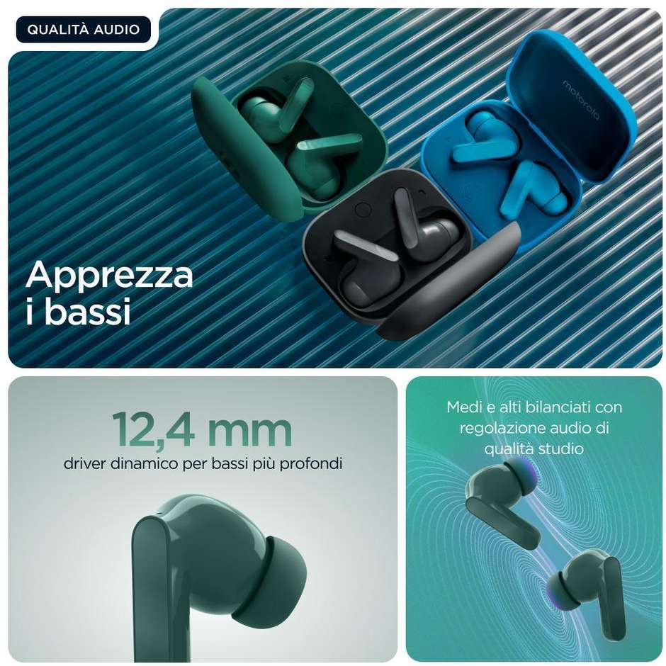 Motorola Moto Buds Bass Auricolari TWS Bluetooth 5.3 Verde