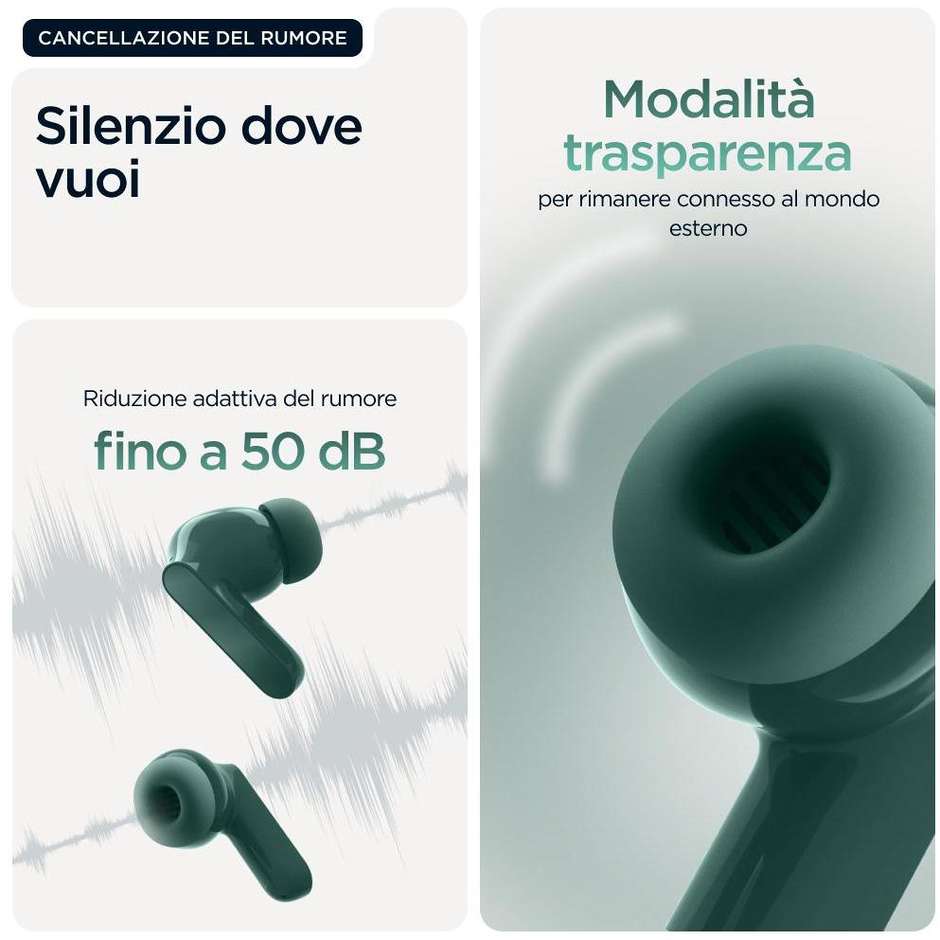 Motorola Moto Buds Bass Auricolari TWS Bluetooth 5.3 Verde
