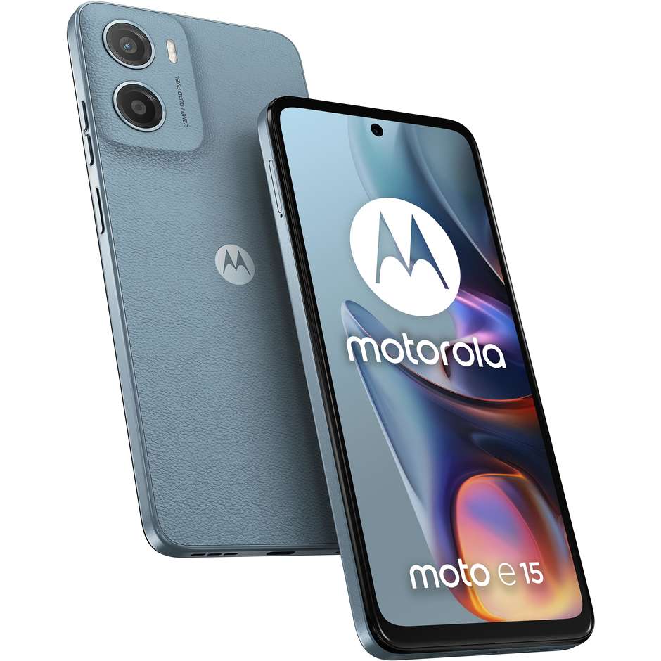Motorola moto e15 Smartphone 4G 6.67" Ram 2 GB Memoria 64 GB Android 14 Colore Blu